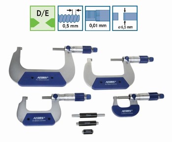 Jeu de micromtres d'extrieurs vernier 0-100 mm avec 3 piges de rglages ATORN