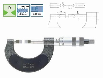 Micromtre d'extrieur vernier pour surfaces de mesure troites