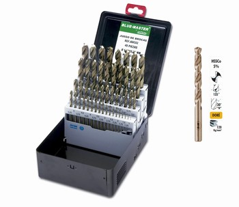 Coffret mtallique 49 forets HSS-Co 5% 1-13 mm par 0,25 mm  120 kg-mm