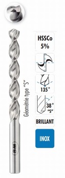 Foret métal HSS Cobalt 5% 135° 38°S – INOX