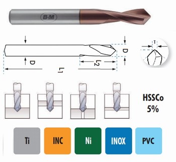 Foret  pointer HSS Cobalt 5% pour multi-matriaux