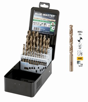 Coffret métallique 25 forets HSS-Co 5 % 1-13 mm par 0,5 mm – 120 kg-mm²
