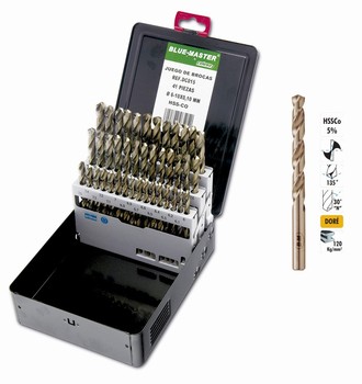 Coffret mtallique 41 forets HSS-Co 5% 6-10 mm par 0,10 mm  120 kg-mm