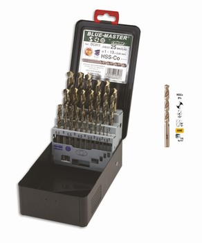 Coffret métallique 25 forets HSS-Co 8 % 1-13 mm par 0,5 mm - 120 kg-mm²