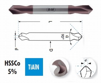 Foret  pointer double pointe HSS Cobalt 5% TIALN 90