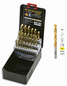 Coffret mtallique 25 forets HSS TIN 1-13 mm par 0,5 mm