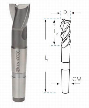 Fraise HSS Cobalt 8% Z2 cne morse - Usinage Inox, Alu   Srie courte