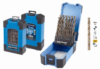 Coffret plastique 25 forets HSS-Co 5 % 1-13 mm par 0,5 mm – 120 kg-mm²