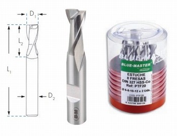 Coffret de 6 fraises Z2 HSSCo 8 % - 6 à 20 mm - Usinage Inox, Alu
