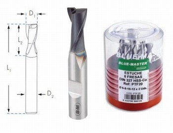 Coffret de 6 fraises Z2 HSSCo 8 % TIALN - 4 à 12 mm - Usinage Inox, Alu