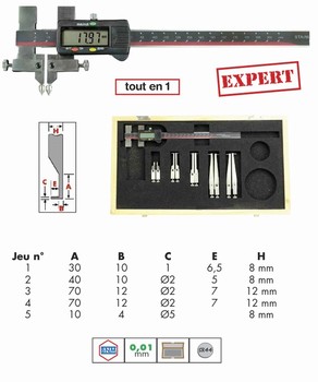 Pied  coulisse digital avec 5 jeux de touches 0,01 mm  Qualit Expert