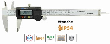 Pied  coulisse digital tanche IP54 becs croiss 0,01 mm