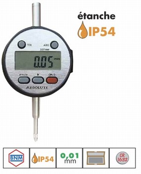 Comparateur digital 0,01 mm IP54 avec sortie de donnes - course 12 mm