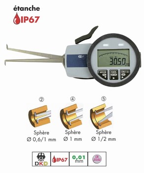 Palpeur intrieur digital IP67 0,01 mm avec certificat dtalonnage