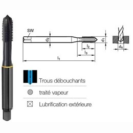 Taraud GUN HSSE trait vapeur DIN371-6G