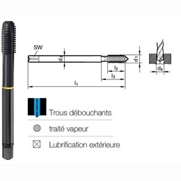 Tarauds GUN HSSE trait vapeur ISO fin DIN 374-6H