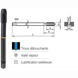 Tarauds GUN HSSE trait vapeur BSP DIN 5156