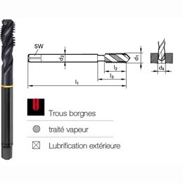 Tarauds hlicodale HSSE trait vapeur BSP DIN 5156