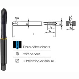 Taraud GUN HSSE trait vapeur DIN371-6H