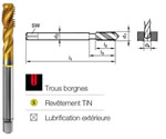 Tarauds hlicodale HSSE PM revtement TiN ISO fin DIN 374-6H