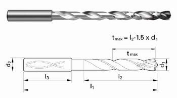 Foret carbure srie longue 12xD  canaux de lubrification - Queue cylindrique