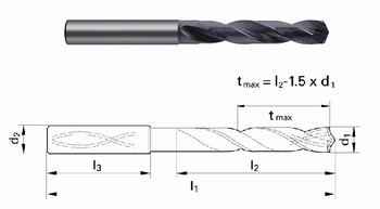 Foret pour Inox ratio 5xD  canaux de lubrification - Queue cylindrique