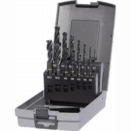 Coffret de 14 pièces : tarauds Hélicoïdals trous borgnes + Forets HSCO