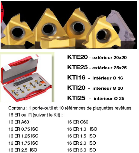 Kit Outil ext carré de 20 + 10 plaques Filetage Exter Inter