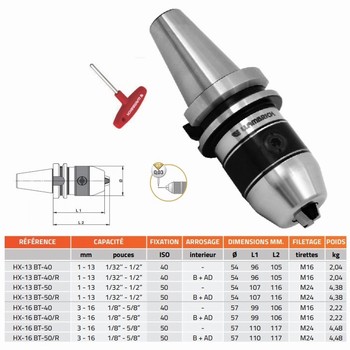 Mandrin de perage de prcision  cl monobloc MAS 403-BT (BT)