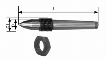 Pointe fixe allonge en acier 60 avec crou DIN 807  cne morse