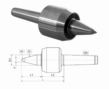 Pointe tournante allong de prcision 60 - cne morse  Srie 800