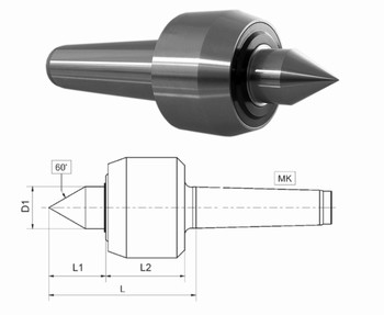 Pointe tournante de prcision 60 - cne morse  Srie 800