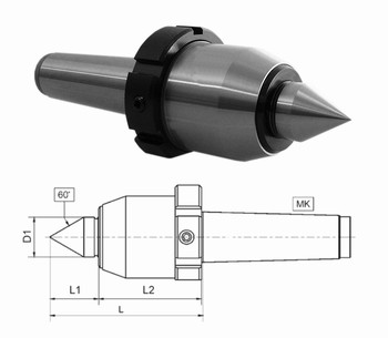 Pointe tournante haute performance 60 avec crou  cne morse