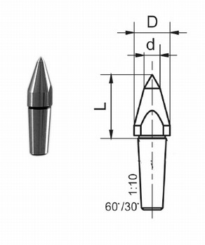 Tête interchangeable allongé 60° - pour pointe tournante