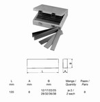 Jeu de 16 cales de fraisage  120x8 mm  Hauteurs: 12, 17, 22, 25, 28, 32, 36, 38  mm Mack