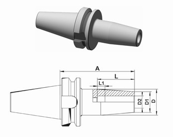 Mandrin de frettage avec arrosage central et collerette MAS BT