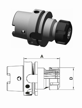 Mandrin HSK-A 63 DIN69893 pour pince ER