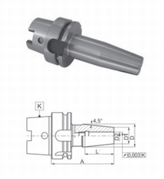 Mandrin de frettage avec arrosage central et collerette HSK-A 63 DIN69893