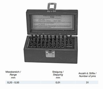 Coffret de 31 piges de contrle  tte  0,20  0,50 mm classe 1