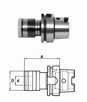 Mandrin de taraudage  changement rapide avec attachement DIN 69893 HSK-A