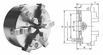 Mandrin de tours en fonte  6 mors durs monoblocs  BASIC