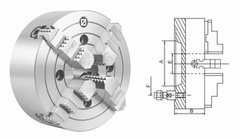 Mandrin de tours en fonte  4 mors durs monoblocs indpendants - DIN55027