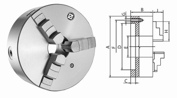 Mandrin de tours en fonte  3 mors durs monoblocs  DIN 6350