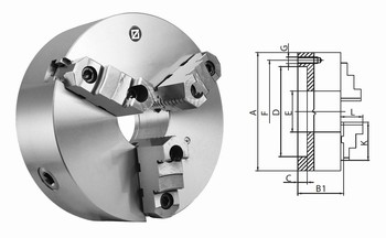 Mandrin de tours en fonte  3 mors durs rversibles  DIN 6350