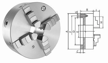 Mandrin de tours en fonte  4 mors durs monoblocs  DIN 6350