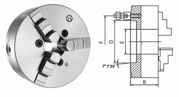 Mandrin de tours en acier  3 mors durs monoblocs  DIN 55027