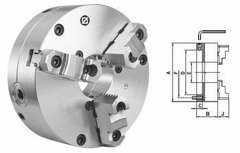 Mandrin de tours en acier  3 mors durs rversibles - rglage radial fin