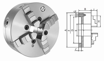 Mandrin de tours en acier  4 mors durs rversibles  DIN 6350