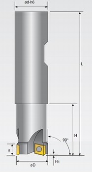 Fraise  surfacer et dresser 90 queue Weldon srie extra-long  pour plaquette CCMT0602, CCMT09T3