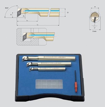 Coffret 3 barres dalsages MINI 93,5  - pour plaquettes DCMT0702  ZIRKONIUM